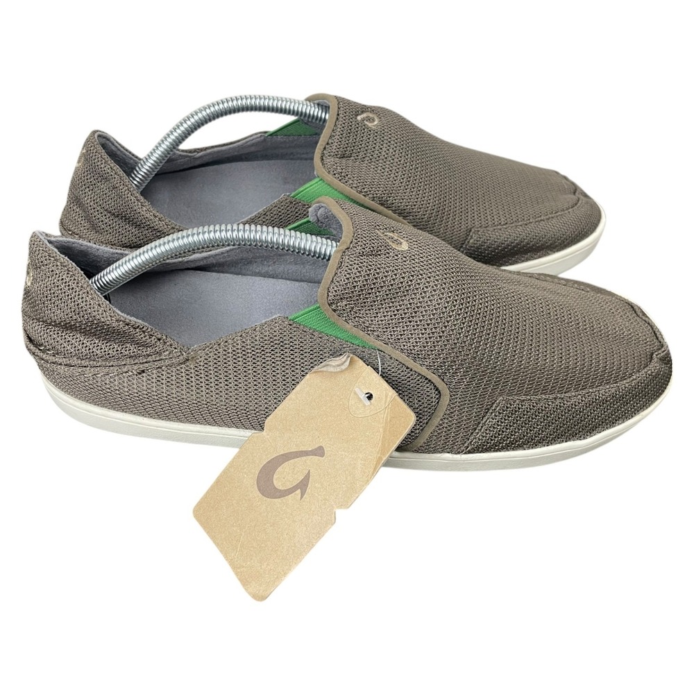 OLUKAI Nohea Mesh Slip Ons Men 11.5-US Mustang/Lime Peel Loafers Casual Beach